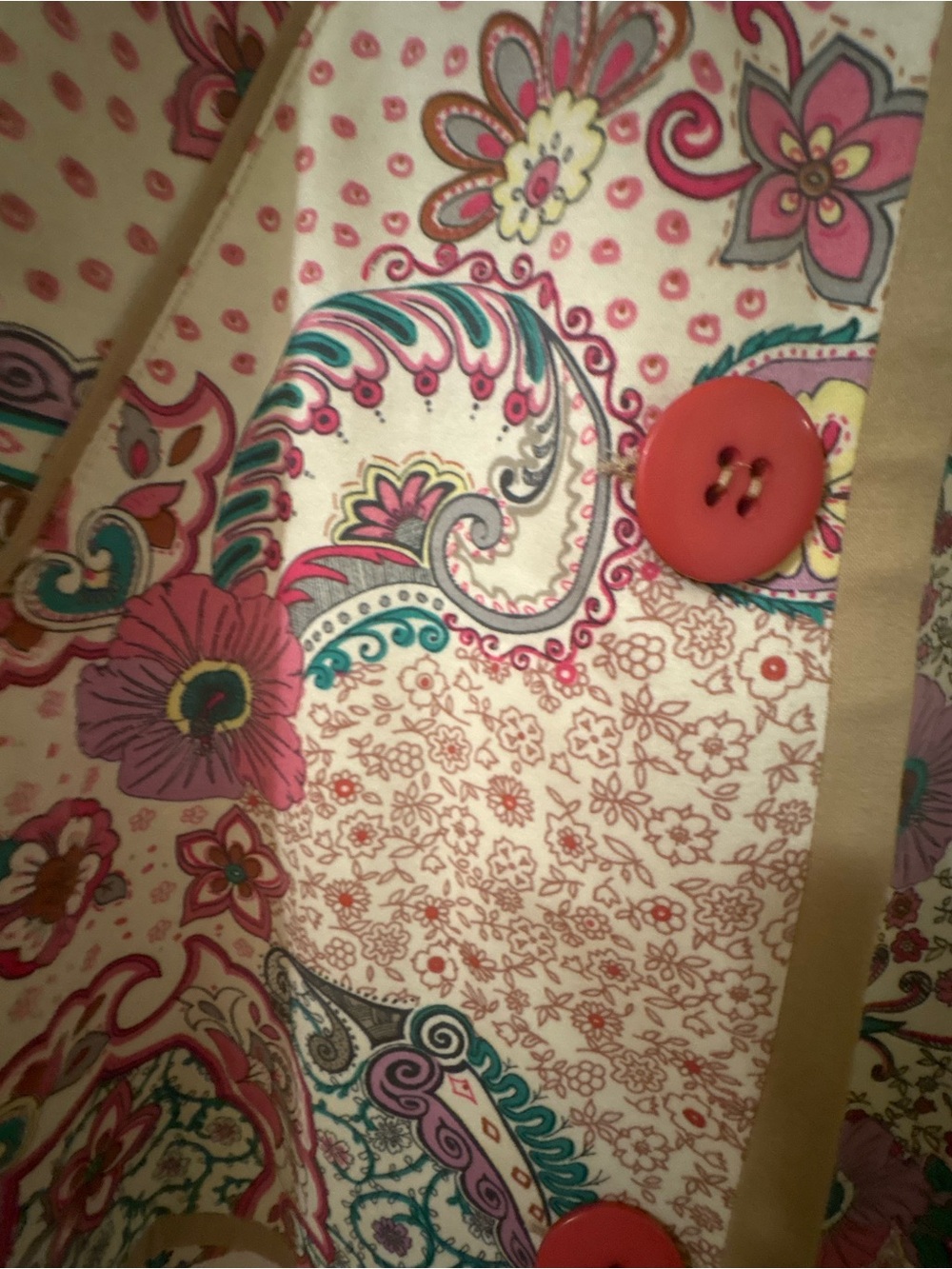 Harve Benard Cream Paisley Floral Jacket with Pink Accents - Picture 6 of 8